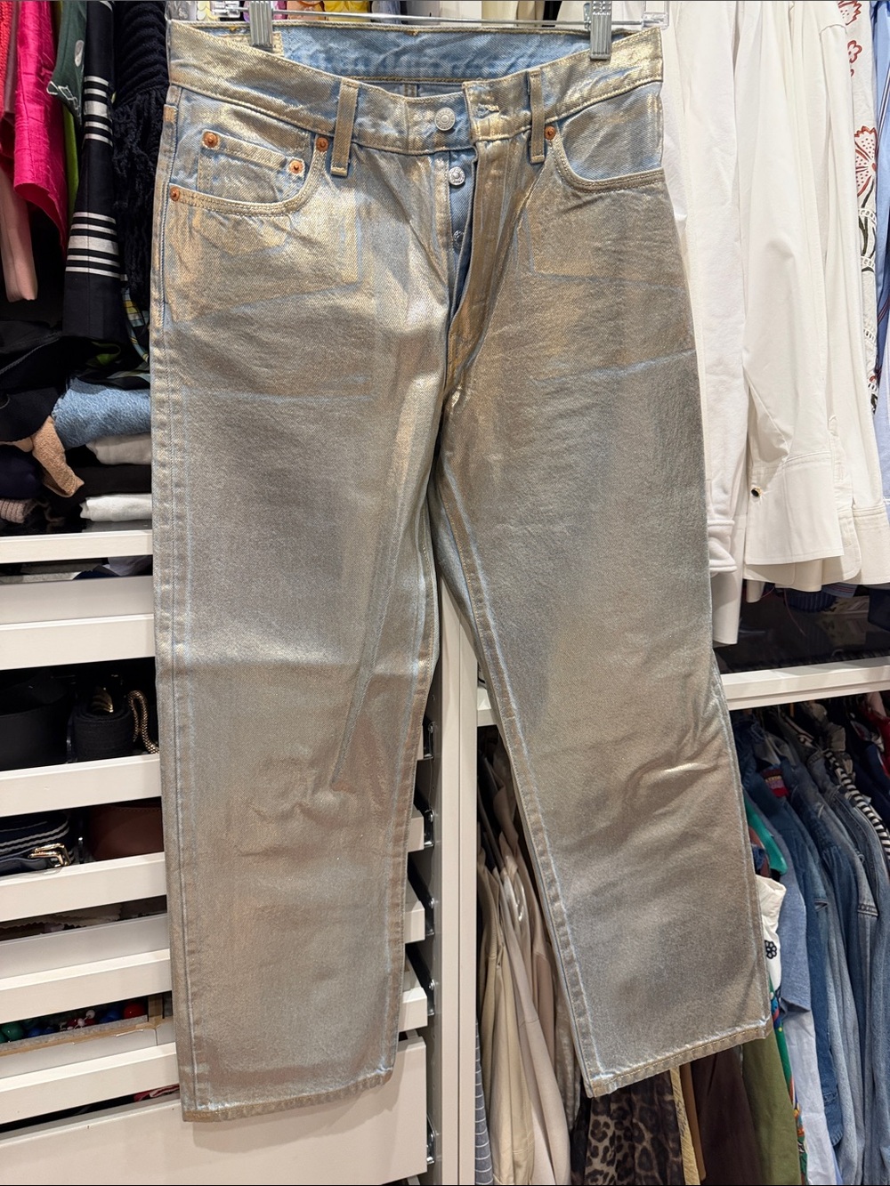 Levi’s Button Up Women’s Metallic Gold Relaxed Jeans